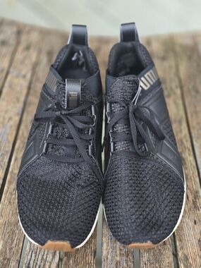 PUMA Black Knit Athletic Sneakers Lace Up Running Walking Shoes Women’s